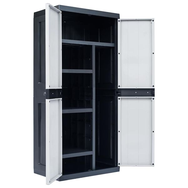 vidaXL Garden Cabinet Black 89 x 54 x 190 cm Plastic