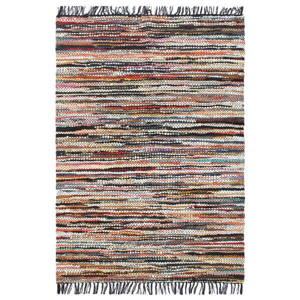 vidaXL Hand-woven Chindi Rug Leather 80x160 cm Multicolour