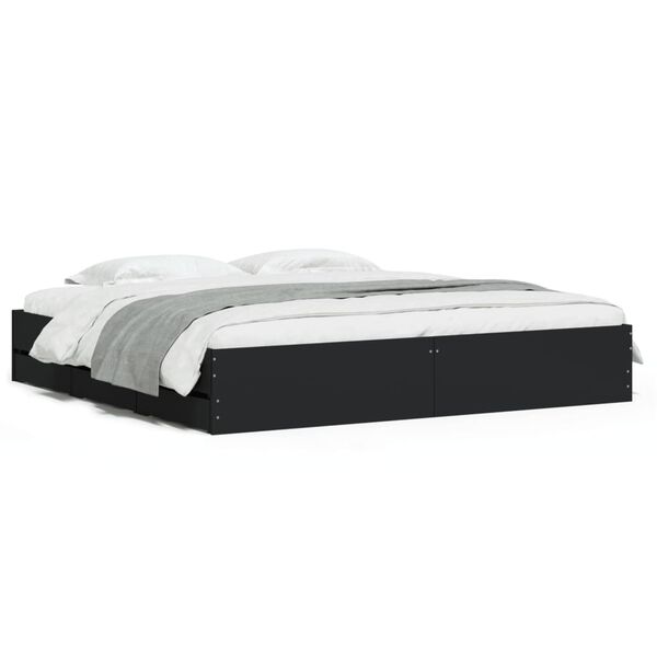 vidaXL Bed Frame with Drawers without Mattress Black 160x200 cm
