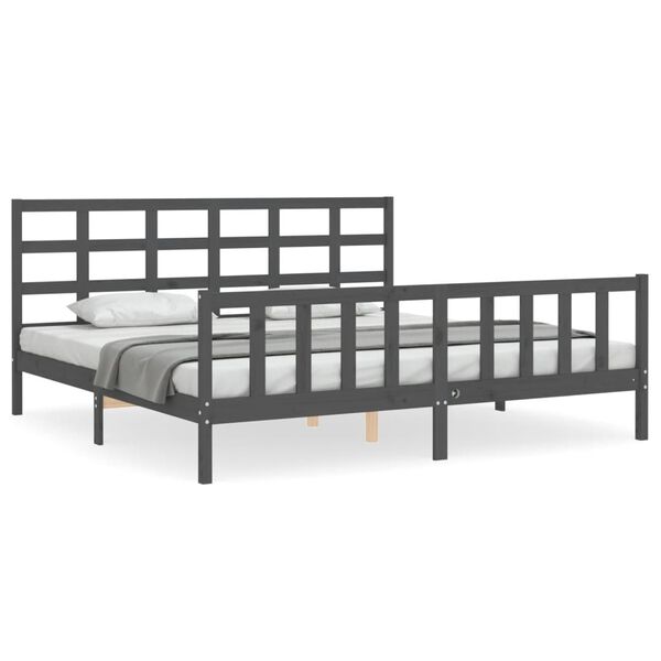 vidaXL Bed Frame without Mattress Grey 200x200 cm Solid Wood Pine