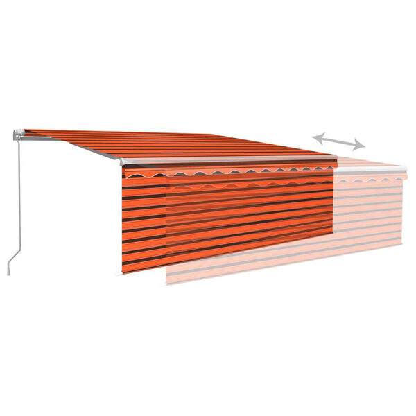 vidaXL Manual Retractable Awning with Blind 4x3m Orange&Brown