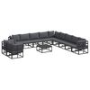 vidaXL Garden Sofa Set with Cushion 12 pcs Black Aluminium