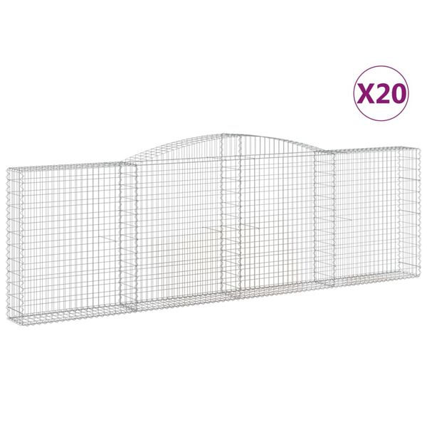 vidaXL Arched Gabion Baskets 20 pcs 400x30x120/140 cm Galvanised Iron
