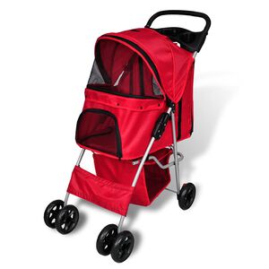 vidaXL Folding Pet Stroller Dog/Cat Travel Carrier Red