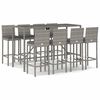 vidaXL 9 Piece Garden Bar Set with Cushions Grey Poly Rattan