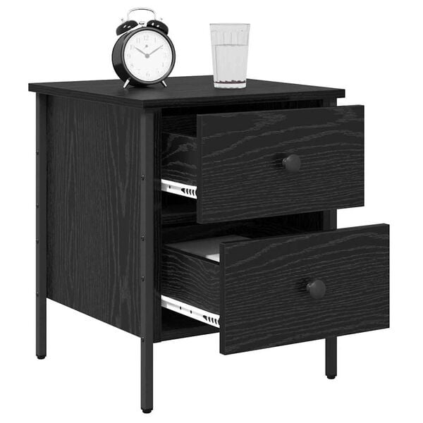 vidaXL Bedside Cabinet with Drawer Black oak 40 x 42 x 50 cm