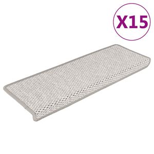 vidaXL Stair Mats Self-adhesive Sisal-Look 15 pcs 65x21x4 cm Platina