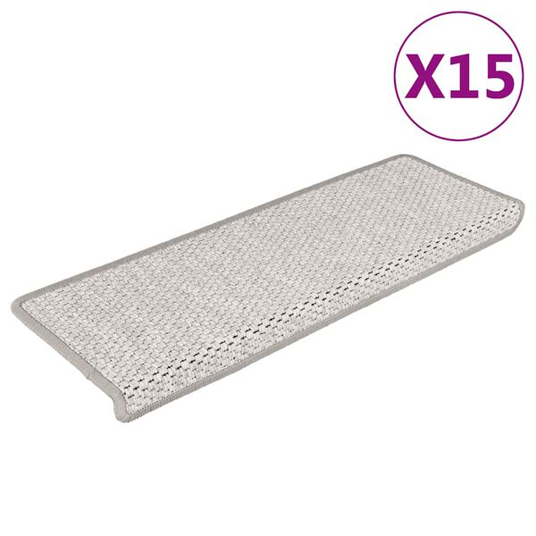 vidaXL Stair Mats Self-adhesive Sisal-Look 15 pcs 65x21x4 cm Platina