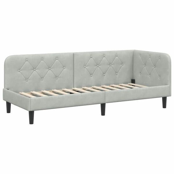 vidaXL Corner Bed Frame with Headboard Light Grey 80 x 200 cm Velvet