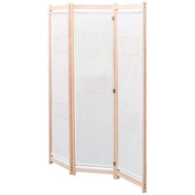 vidaXL 3-Panel Room Divider Cream 120x170x4 cm Fabric