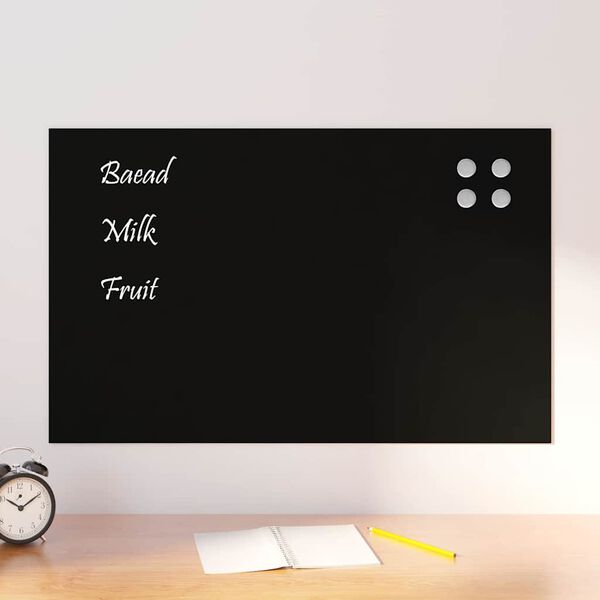 vidaXL Wall-mounted Magnetic Board Black 80x50 cm Tempered Glass