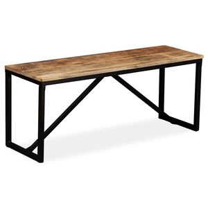 vidaXL Bench | Wood with Black Legs | Solid Mango Wood, Steel | Medium | Durable