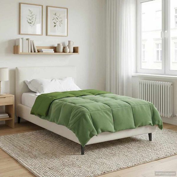 vidaXL Summer Duvet Quilted Green 140 x 200 cm Microfiber