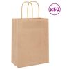 vidaXL Paper Bags 50 pcs with Handles Brown 21x11x28 cm