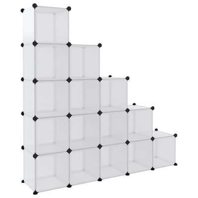 vidaXL Storage Cube Organiser with 15 Cubes and Doors Transparent PP