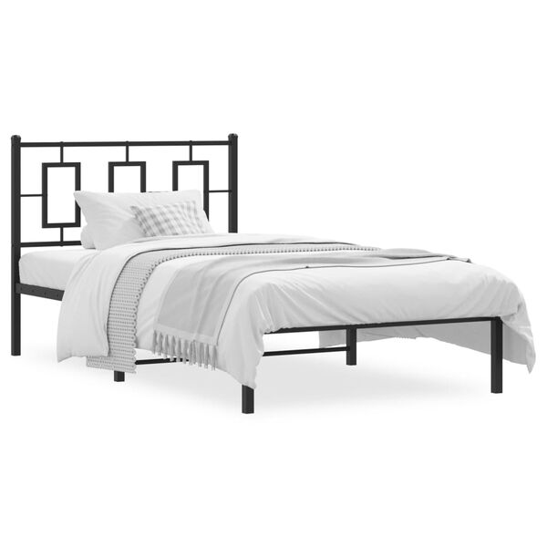 vidaXL Metal Bed Frame without Mattress with Headboard Black 100x200cm