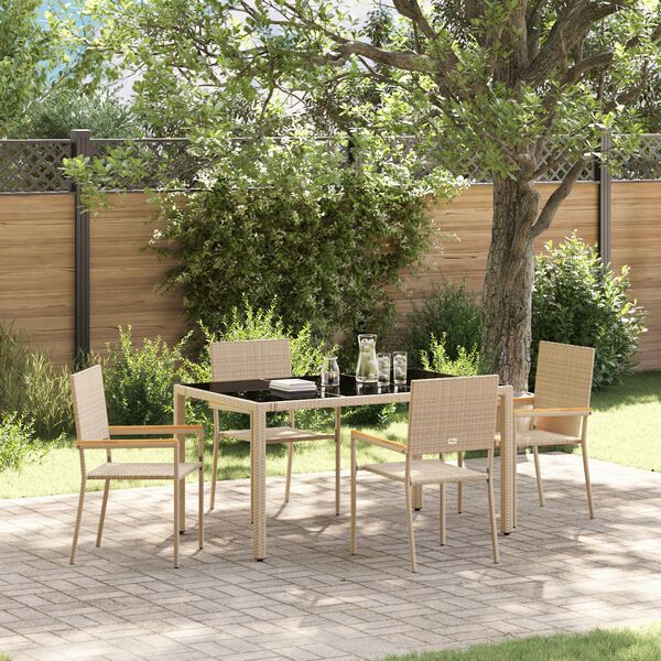 vidaXL Garden Dining Set 5 pcs Beige Poly Rattan