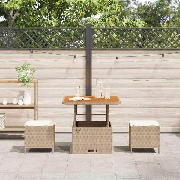 vidaXL Garden Dining Set Beige Poly rattan