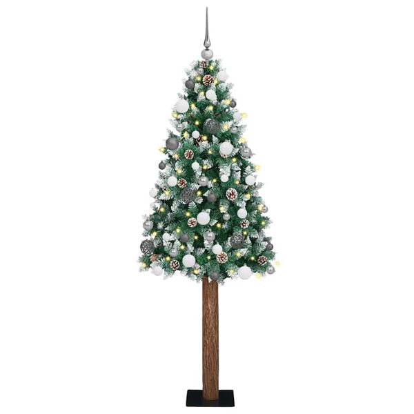 vidaXL Slim Christmas Tree Green 210 cm PVC and Solid Pine wood