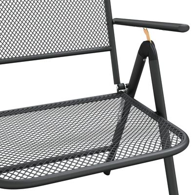 vidaXL Folding Garden Chairs 2 pcs Expanded Metal Mesh Anthracite