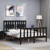 vidaXL Bed Frame without Mattress Black Double Solid Wood Pine