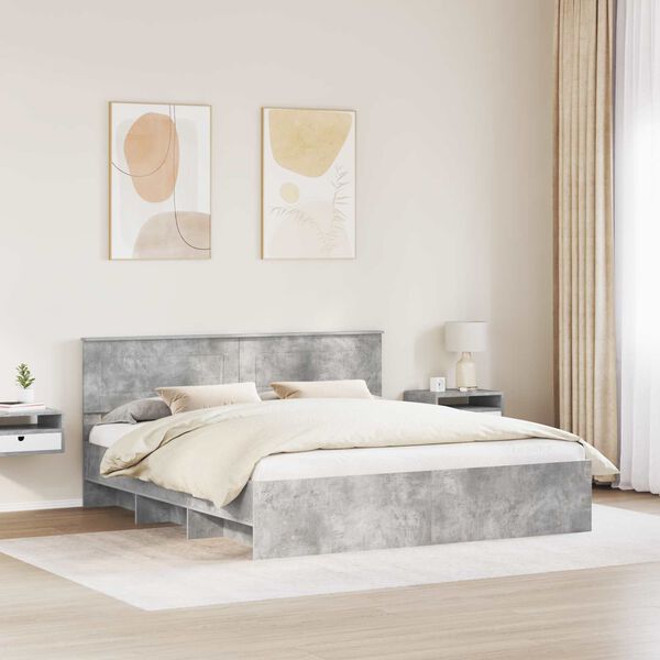 vidaXL Bed Frame Concrete Grey 180 x 200 cm Engineered Wood