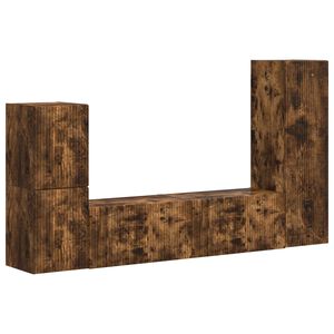 vidaXL TV Cabinet Set Wall-mounted 4 pcs Smoked Oak Engineered Wood