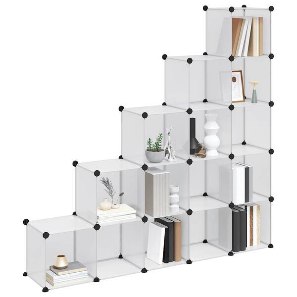 vidaXL Storage Cube Organiser with 15 Cubes Transparent PP