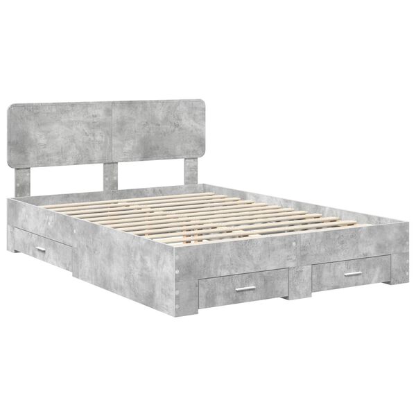 vidaXL Bed Frame Concrete Grey 140 x 200 cm Engineered Wood