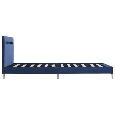 vidaXL Bed Frame with LED Blue Fabric 135x190 cm Double