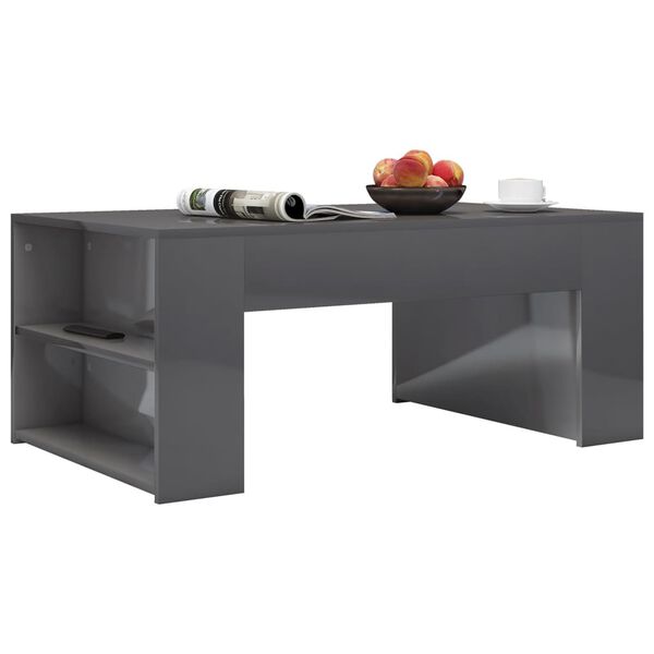 vidaXL Coffee Table High Gloss Grey 100x60x42 cm Engineered Wood