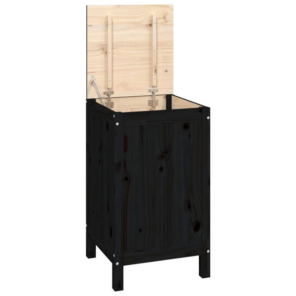 vidaXL Laundry Box Black 44x44x76 cm Solid Wood Pine