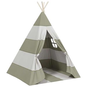 vidaXL Children Tent Grey and White 120 x 120 x 150 cm Solid pine wood