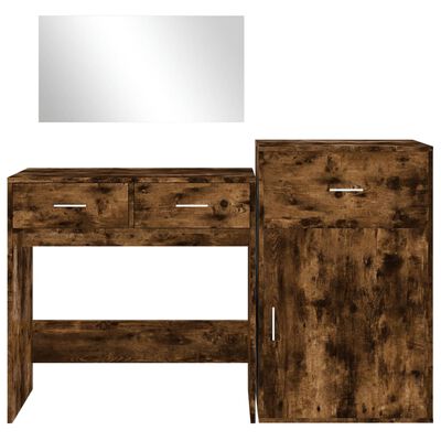 vidaXL 3 Piece Dressing Table Set Smoked Oak Engineered Wood