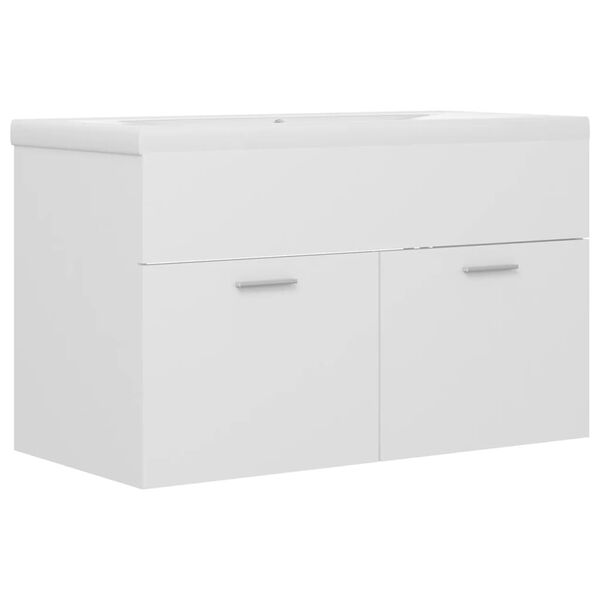 vidaXL Sink Cabinet with Built-in Basin White Engineered Wood