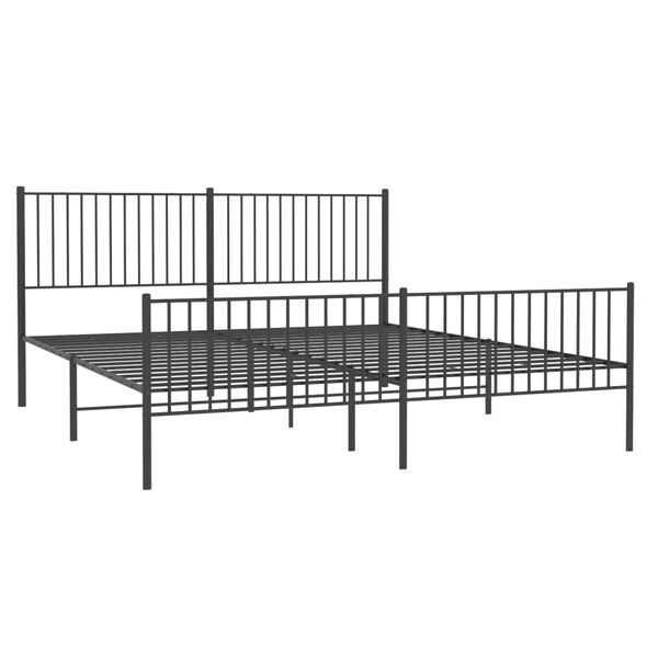 vidaXL Metal Bed Frame without Mattress with Footboard Black 200x200cm