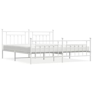vidaXL Metal Bed Frame without Mattress with Footboard White 193x203cm