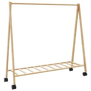 vidaXL Clothes Rack with Shelves and Wheels 106x34x106.5 cm Bamboo