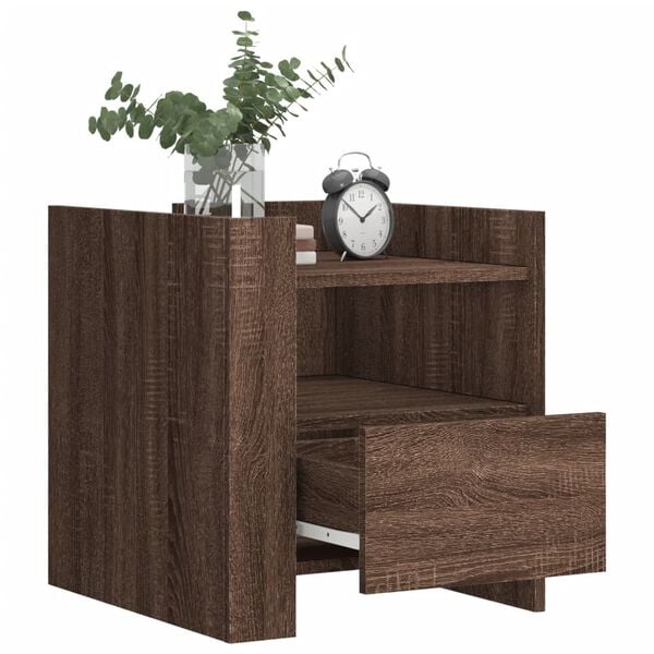 vidaXL Bedside Cabinet Brown Oak 45x50x50 cm Engineered Wood