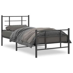 vidaXL Metal Bed Frame without Mattress with Footboard Black 90x200cm