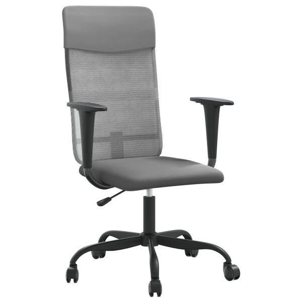 vidaXL Office Chair Height Adjustable Grey Mesh Fabric and Faux Leather