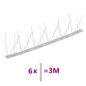 vidaXL 5-row Stainless Steel Bird & Pigeon Spikes Set of 6 3 m