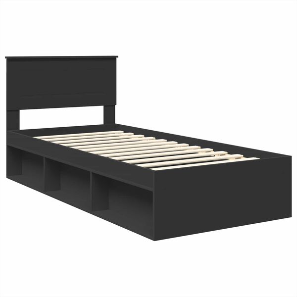 vidaXL Bed Frame with Headboard Black 75 x 190 cm Engineered wood