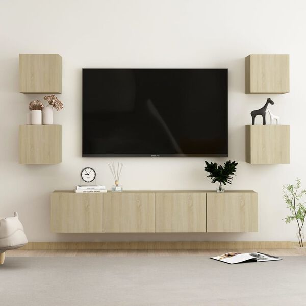 vidaXL 6 Piece TV Cabinet Set Sonoma Oak Engineered Wood