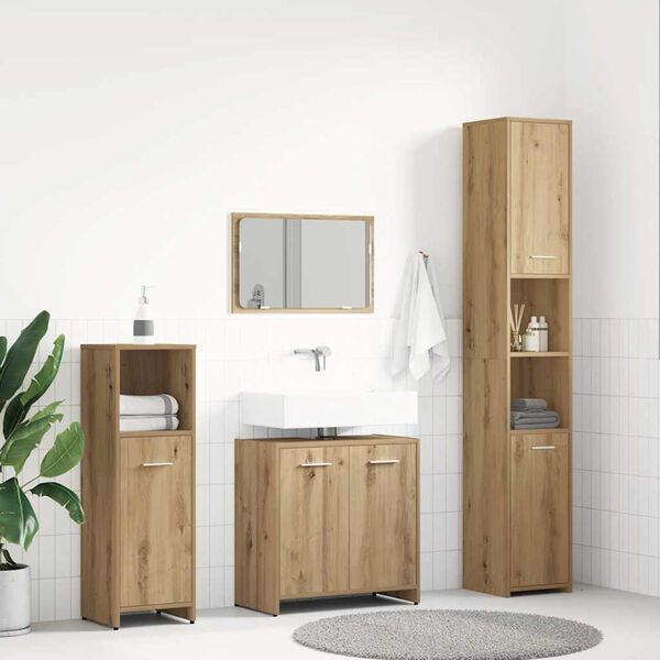 vidaXL 4 Piece Bathroom Furniture Set Artisan Oak Engineered Wood