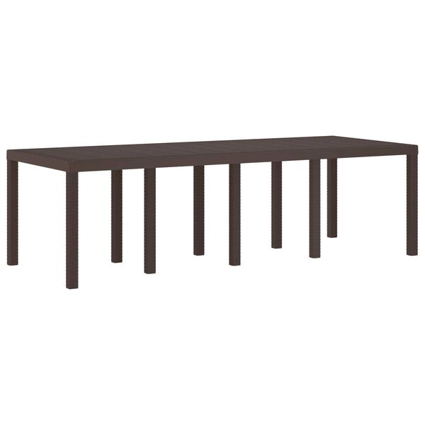 vidaXL Garden Dining Table Brown 250 x 100 x 73 cm Poly Rattan