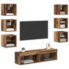 vidaXL TV Cabinet with LED Strip Lights 8 pcs Old Wood Glass