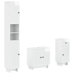 vidaXL 3 Piece Bathroom Cabinet Set EDE High Gloss White