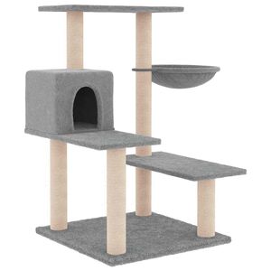 vidaXL Cat Tree with Sisal Scratching Posts Light Grey 82.5 cm