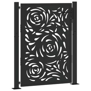 vidaXL Garden Gate Black 100x125 cm Steel Flame Design